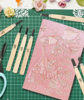Eight Piece 4x6 Inch Linoleum Carving Blocks For Printmaking And Rubber Linocut Stamps Kit With Wood Carving Tools And Brayer Roller For DIY Crafts