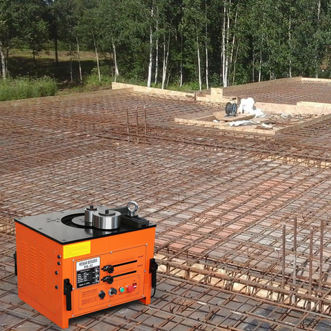 Heavy Duty Electric Rebar Bender With A Beastly 3000W Motor that can bend steel rods on a construction site.