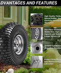 Two Pack Front Lawn Mower Tire And Wheel Assembly For Riding Mowers 15X6.00-6 Fits John Deere Craftsman Husqvarna displayed in garden