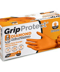 Heavy Duty 8 Mil Nitrile Gloves Chemical Resistant Tear Proof Work Gloves For Mechanics And Gardening 100 Pack, orange packaging and gloves
