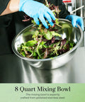 Pro Grade 8 Quart Mixing Bowls Set Of 2 Thirteen And A Quarter Inch By Five Inch Stainless Steel Flat Base Bowls with salad inside