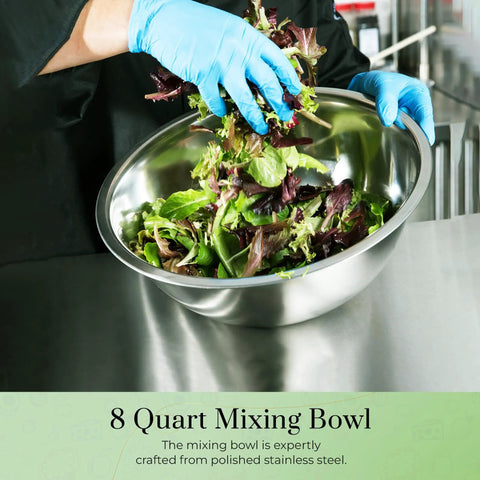 Pro Grade 8 Quart Mixing Bowls Set Of 2 Thirteen And A Quarter Inch By Five Inch Stainless Steel Flat Base Bowls with salad inside