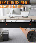 36 Inch Under Desk Cable Management Tray With No Drill Clamp On And Built In Ties, installed on office desk, tidy cords
