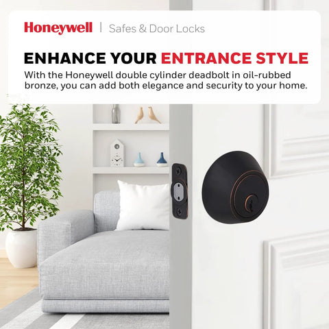 Double Cylinder Deadbolt Lock With Reversible Design For Left Or Right Handed Doors Anti Bump Security Oil Rubbed Bronze Finish