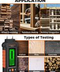 5 In 1 Moisture Meter For Wood And Building Materials With Three-Color Alert, Five Detection Modes, High-Precision Probe, front view