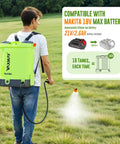 Person using 4 Gallon Battery Powered Backpack Sprayer For The Yard With 100 PSI Electric Garden Sprayer, Makita 18V compatible