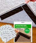 Non Slip Rug Grippers For Hardwood Floors Pack Of 8 Durable Reusable Washable Carpet Tape Stoppers with packaging shown