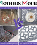 Comparison of Non Slip Silicone Sink Protector Mat For Kitchen vs metal rusted grids, highlighting design and safety features.