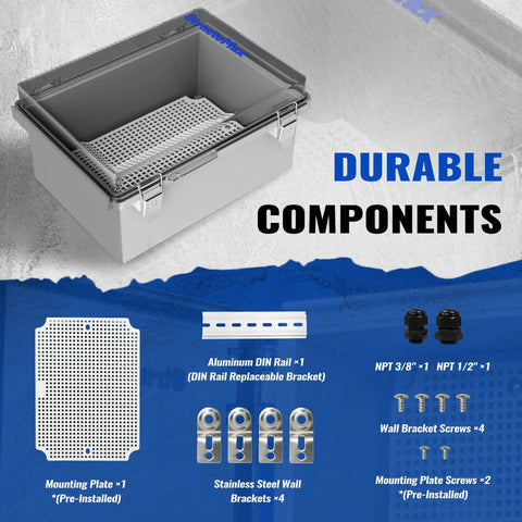 IP67 Waterproof Electrical Junction Box Outdoor Weatherproof Case with components for garden deck patio protection