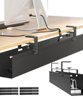 Upgraded No Drill Under Desk Cable Management Tray With Fabric Cord Hider 28.4 Inch Wire Organizer For Office And Home Black