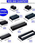 155 Piece Dip IC Socket Kit With 2.54mm Pitch Solder Type Adapters, showing sizes from 6 to 40 pins in a layout display