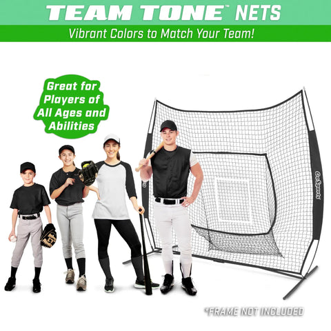 Replacement 7 Ft By 7 Ft Baseball Softball Net For Batting Practice And Pitching, frame not included, shown with players