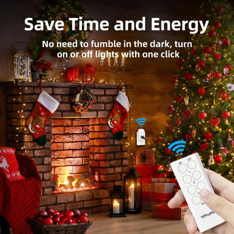 Three Outlet Indoor Remote Control Plug With Wireless Light Switches 100 Foot Range 15A 1875W ETL Listed for holiday decor