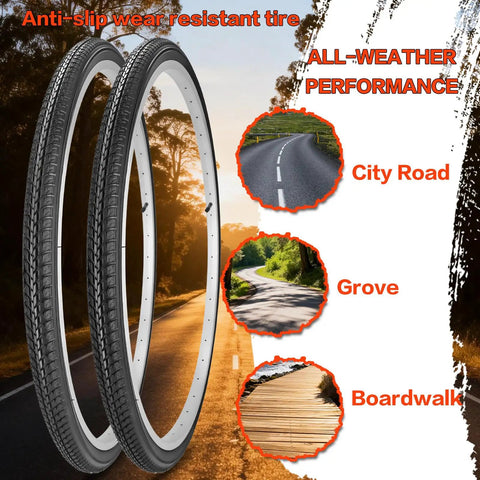 24x1 3/8 Wheelchair And City Bike Tires And Inner Tubes AV 32mm Schrader Valve With all-weather performance features