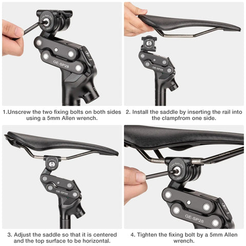 Suspension Seatpost For Mountain Gravel And Hybrid Bikes With Shock Absorber Aluminum Alloy Four Link Design instruction installation