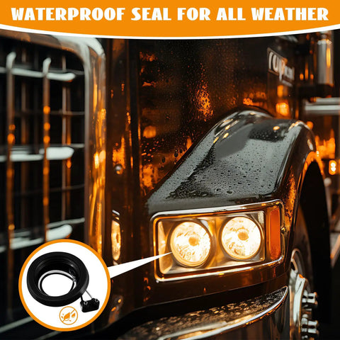 Close-up of 2 Inch Rubber Grommets For Trailer Side Marker Lights Truck Boat And RVs With 2 Pin Wire Pigtail Connector Kit 10 Pack.