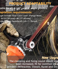 Heavy Duty Angle Grinder Belt Sander Attachment With 5/8 Inch 11 Thread Steel Aluminum Jaw Rig Built For Weld Prep Rust Off And Wood Sanding Comes Stacked With 20 Grit Belts on an angle grinder.