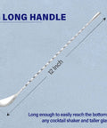 Two Piece 12 Inch Stainless Steel Bar Spoon Set for Cocktails with Mirror Polished 18 8 Handle, shown with 12-inch length