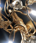 Close-up of All Copper Postmodern Wall Lamp Featuring Sparkling Crystal Kapok Accent For Bedroom Or Hallway, showing intricate design and lighting.