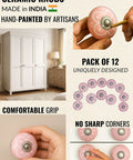 Pink Ceramic Drawer Knobs 12 Piece Set With Floral Cabinet Pulls To Give Your Dresser Or Cabinets A Slick New Look And Smooth Glaze While Hand Painted Details Bring That Solid Game Changer Straight To Your Home Renovation, showing hand-painted knobs and comfortable grip.