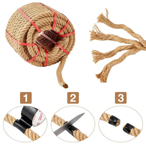 Heavy Duty Jute Rope 1 Inch By 100 Feet Twisted Natural Rope For DIY Home Decor, Crafts, Swing Railing And Climbing Projects