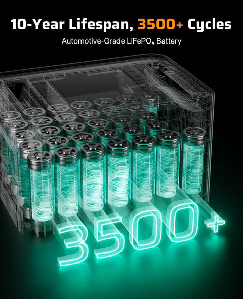 Beefy 2400W Portable Power Station with 400W Solar Panel and 2048Wh LiFePO4 Battery, 10-year lifespan, 3500+ cycles