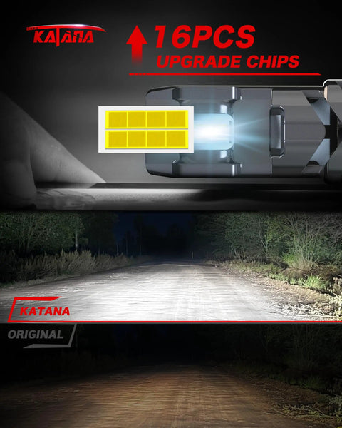 H7 Light Bulbs Pack Of 2 Four Hundred Percent Brighter 6500K Plug And Play No Adapter Required For Powersports Off Road Driving Clear White Beam And Easy Install, close-up with 16pcs upgrade chips