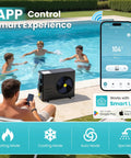 Extend Your Backyard Swim Season Way Past Late Summer With This Energy Smart Electric Pool Heat Pump shown working by a pool.