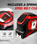 Contractor Grade Open Reel Fiberglass Tape Measure Kit 330 Ft With Half Inch Tape, Easy Read Red Markings, Heavy Duty, steel belt clip.