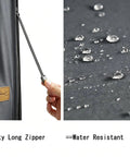 All-Weather 6ft To 9ft Patio Umbrella Cover With Zipper And Rod, close-up showing water-resistant surface and long zipper