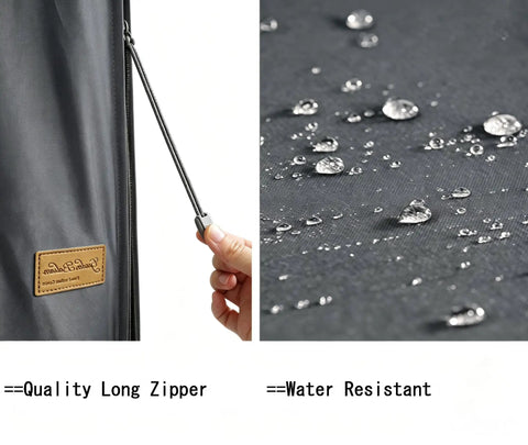 All-Weather 6ft To 9ft Patio Umbrella Cover With Zipper And Rod, close-up showing water-resistant surface and long zipper
