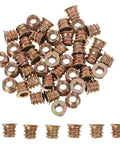 50Pcs M6x10mm Wood Threaded Insert Nuts Kit With Countersunk Flange And Dual Inner Outer Threads For Carbon Steel Furniture Screws