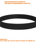 Black Buckleless Elastic Belt For Men And Women, One And Three Eighths Inch Adventure Stretch Nylon Web Belt With Hook And Loop Closure, No Metal, No Scratch, Lightweight And Comfortable For Everyday Jeans And Cargo Pants, Large