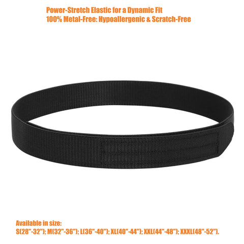 Black Buckleless Elastic Belt For Men And Women, One And Three Eighths Inch Adventure Stretch Nylon Web Belt With Hook And Loop Closure, No Metal, No Scratch, Lightweight And Comfortable For Everyday Jeans And Cargo Pants, Large