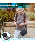 Traveler with Hard Shell Carrying Case For DJI Mavic Mini 2 Series Drones Including Mini 2 SE And Mini 4K, compact size, black case