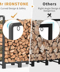 Heavy Duty Adjustable Firewood Rack For Indoor Outdoor Use Four Foot Long Wood Storage Stand Holds Up To 2600 Pounds with curved edges