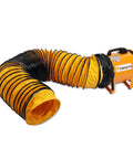 Heavy Duty Cylinder Fan With 25 Foot Vinyl Hose 8 Inch Portable Blower For Crawl Spaces Attics And Basements 1100 CFM Direct Airflow