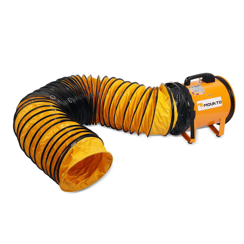 Heavy Duty Cylinder Fan With 25 Foot Vinyl Hose 8 Inch Portable Blower For Crawl Spaces Attics And Basements 1100 CFM Direct Airflow