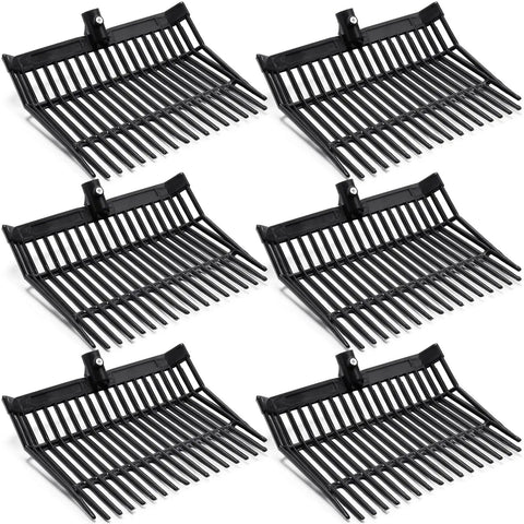 6 Piece Manure Fork Replacement Heads Kit With Screws And Nuts 18 Tine Pitchfork Rake for Horse Manure, 1-Inch Handles, Black