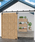 Outdoor Heavy Duty Exterior Barn Door Hardware Kit With Box Rail System For One Door Not Included 450 Lbs Capacity Black Weather Resistant Finish Ideal For Sheds Garages Stables And Outdoor Barns.