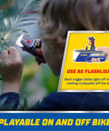 Child using Paw Patrol LED Light Gift Set flashlight outdoors, showing versatile play off bike, part of Lantern, And Bike Light Bundle For Kids