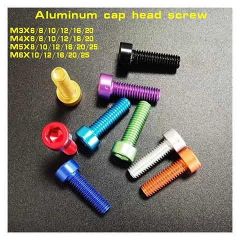 10 Pieces Aluminum DIN912 Cap Head Machine Screws Set In Orange With Hex Socket Drive M2 M2.5 M3 M4 M5 M6 Lightweight 6063 Alloy For Electronics RC And Small Machinery