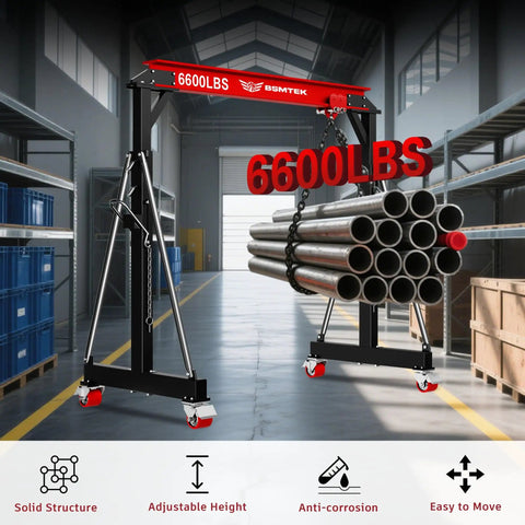 Heavy Duty 3 Ton Gantry Crane With Upgraded 2026 Trolley, Adjustable Height 8.53 To 12.47 Ft in a warehouse