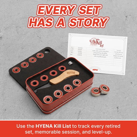 Precision 608 Skateboard Bearings With Red Rubber Seals Roll Clean On Rough Asphalt High Load Cage Takes Gnarly Landings Smooth As Butter Built Tough For Street Sessions Eight Pack in a durable case with a tool.