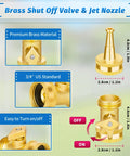 Heavy Duty Brass Hose Nozzle Set With Shutoff Valves And Jet Nozzles, High Pressure Water Sprayer For Garden And Car Wash, Three Quarter Inch GHT