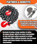Beefy Half Inch G80 Trailer Tow Chain Ten Foot With Red Clevis Grab Hooks EP Black Finish 12000 LB WLL Logging Chain coiled