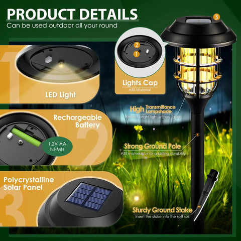 Product details of Outdoor Solar Lights for Yard and Pathway Waterproof Landscape Lighting for Garden Patio Walkway Driveway 8 Pack Warm White with Snowflake Pattern