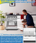 Man installing Dishwasher Lower Spray Arm Replacement Kit With Built In Support And Filter Easy Install Includes 5304518968 Support And 5304506518 Filter into a dishwasher