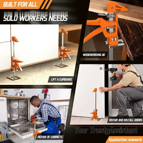 Heavy Duty Arm Jack Lifter 2 Pack Made From Tough Stainless Steel And Aluminum Alloy Handles Easily Maneuvers heavy cabinets and flooring.