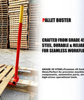 Heavy Duty Pallet Buster Tool With One Piece Handle And Pivoting Head Built Tough For Demolition Deck Board Remover On Pallet